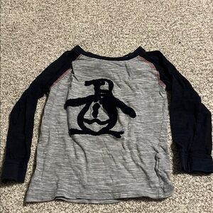 Original Penguin Gray and Black Long Sleeve Tee
